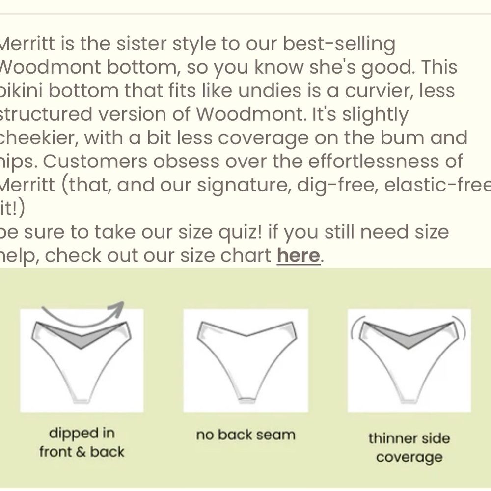 Onewith Merritt dipped cheeky bikini bottom sz 2x - Picture 6 of 7